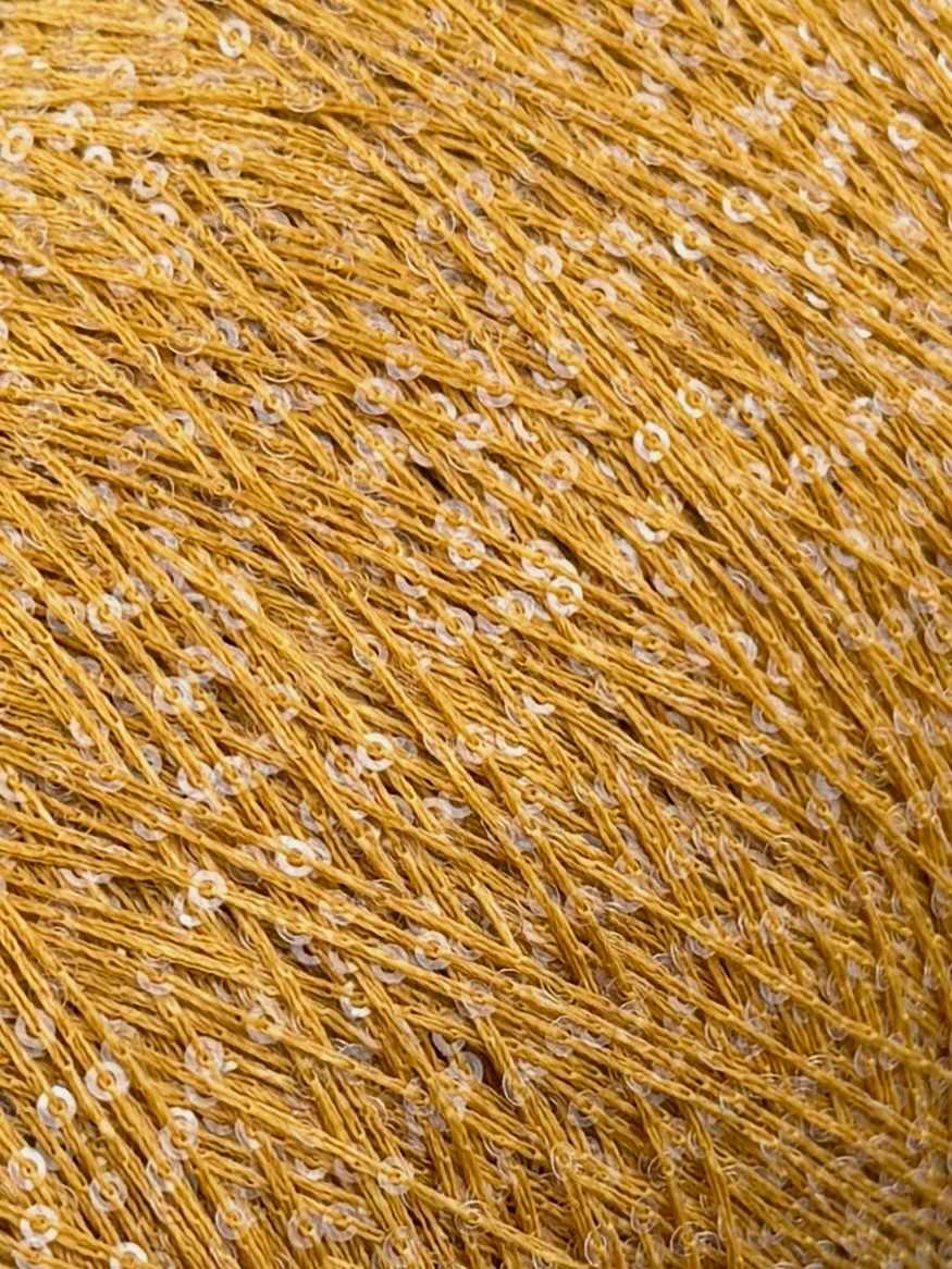 Torciatura di Domaso Art. Spangle Colours 4.5 – Filato con paillettes col. Giallo senape 307